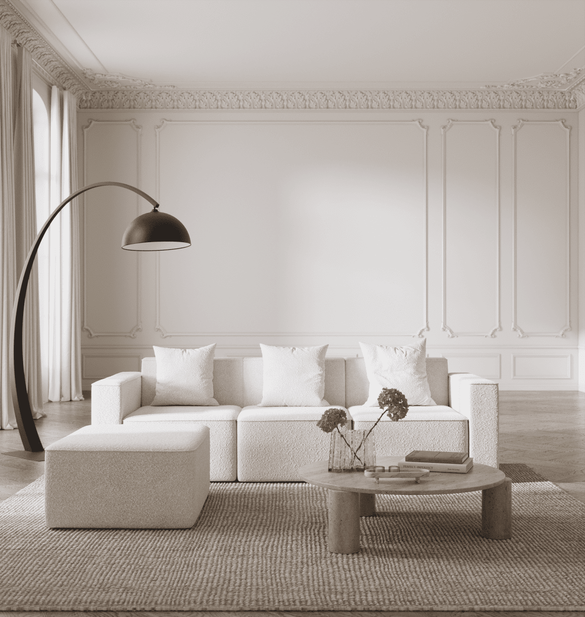 Aysun Boucle Modular Sofa with Ottoman Homekode 