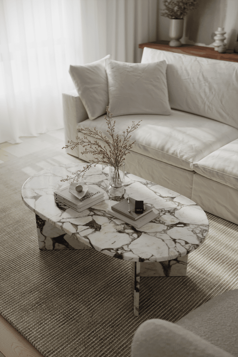 Riva V-Legs Oval Viola Calacatta Coffee Table MGH 