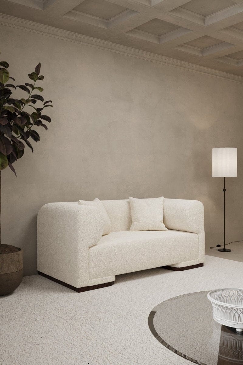 Breanna Off White Bouclé Sofa (2 & 3 Seater) Homekode 2 Seater (174CM Width x 94CM Depth x 75CM Height) 