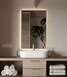 Backlit Vanity Silver Fe Wall Mirror with Rounded Corners