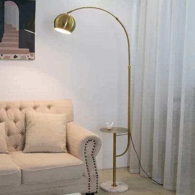 Gold arched Floor Lamp With Side Table Homekode 