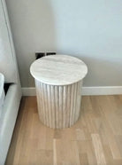 Travertine Pillar Side Table Homekode 