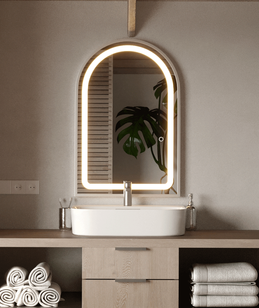 Silver Arch Vanity wall Mirror with LED (4 Sizes)
