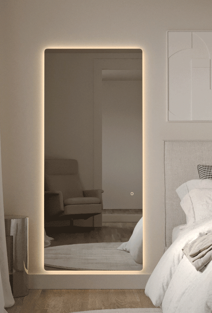 Backlit Frameless Full Length Rounded Corners Mirror (2 Sizes)