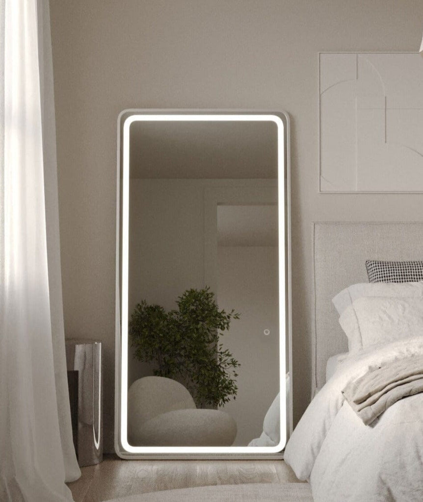 Silver Frame LED Rectangle Mirror with Rounded Corners (5 Sizes)