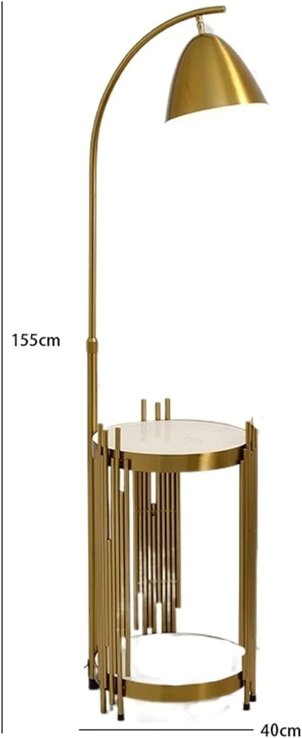 Gold arched Floor Lamp With Side table