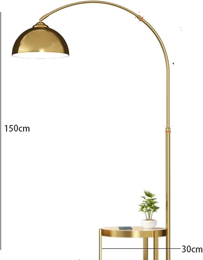 Gold and White arched Floor Lamp With Side table Homekode 