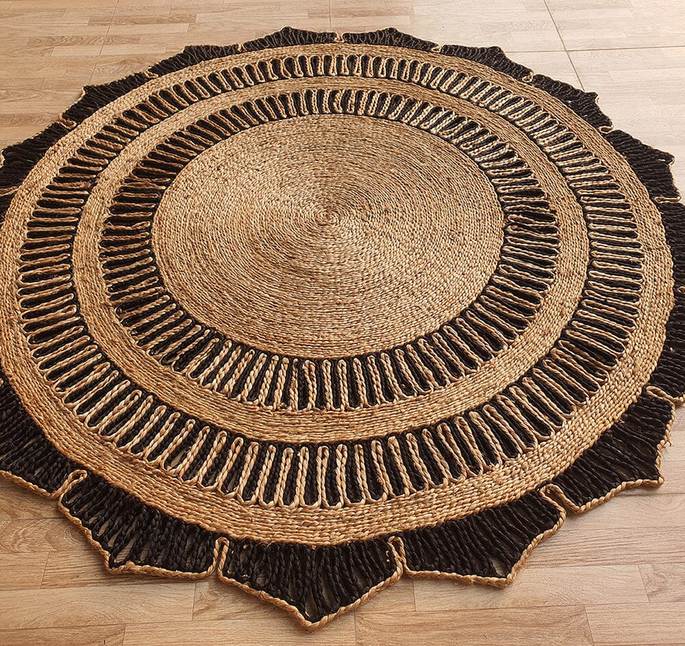 Entwine Rug Entwined Elegance Crochet Jute Rug with Intricate Natural Texture ...