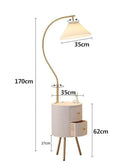 White and Gold Floor Lamp With Two Drawers