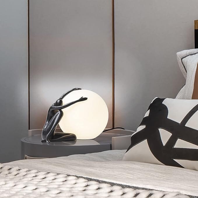 Humanoid Sculpture Moon Table Lamp Home 