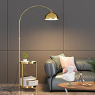 Gold and White arched Floor Lamp With Side table Homekode 