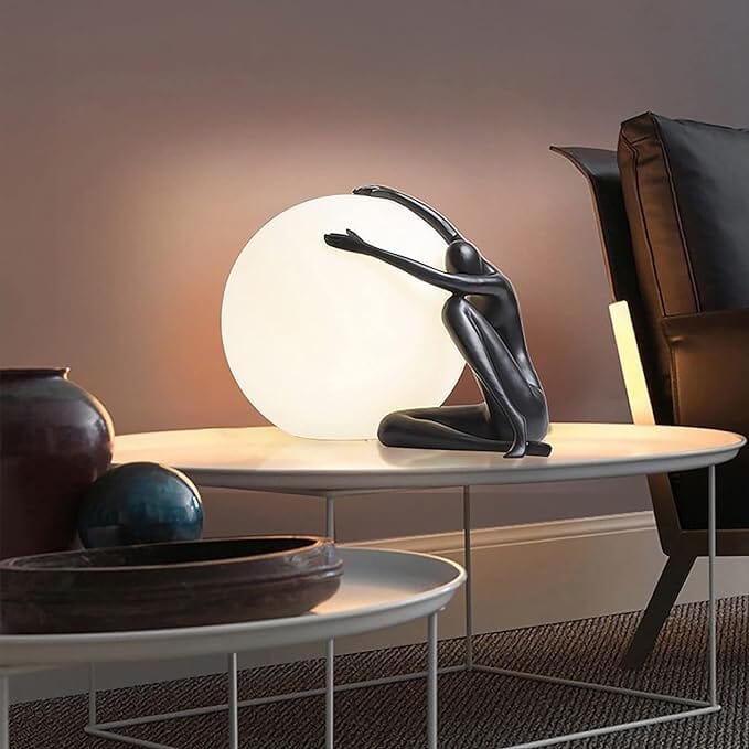 Humanoid Sculpture Moon Table Lamp Home 