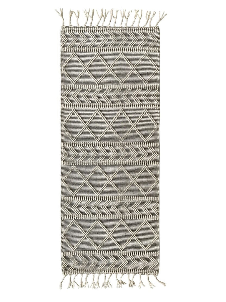 Ethereal Pathway - Natural White Woven Patterned Rug (200x80 CM)