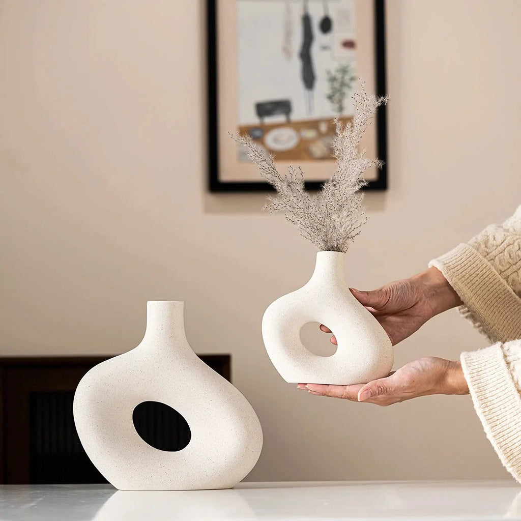 Ceramic Distorted Donut Vases (Set of 2)