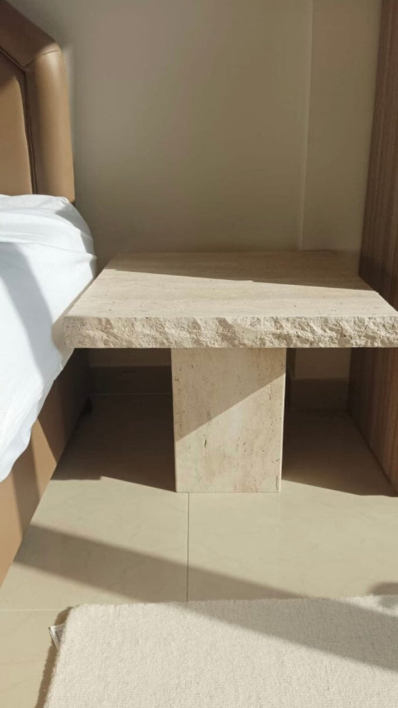 Travertine Square Top Side Table (2 Sizes) MGH 