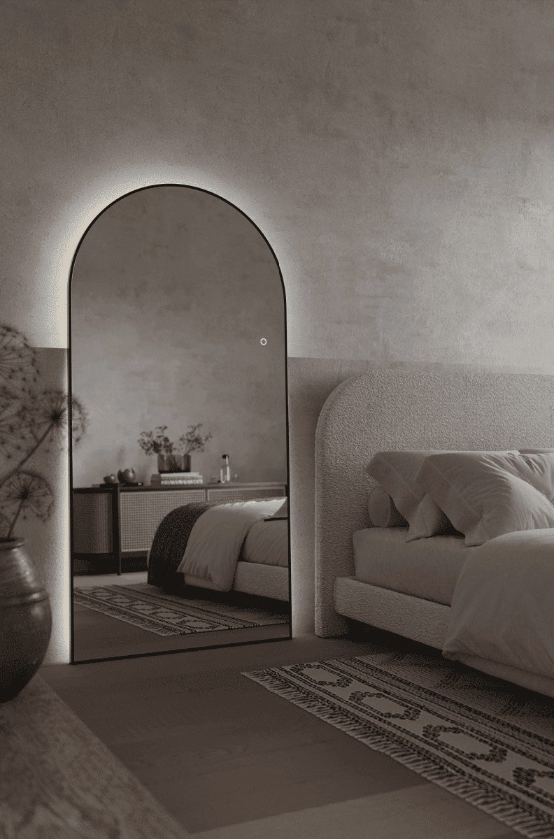 Alev Arched LED Wall Mirror with Soft Backlighting Homekode 