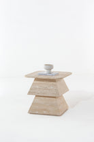 Alaaya Beige Travertine Side Table