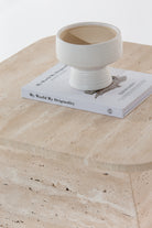 Alaaya Beige Travertine Side Table