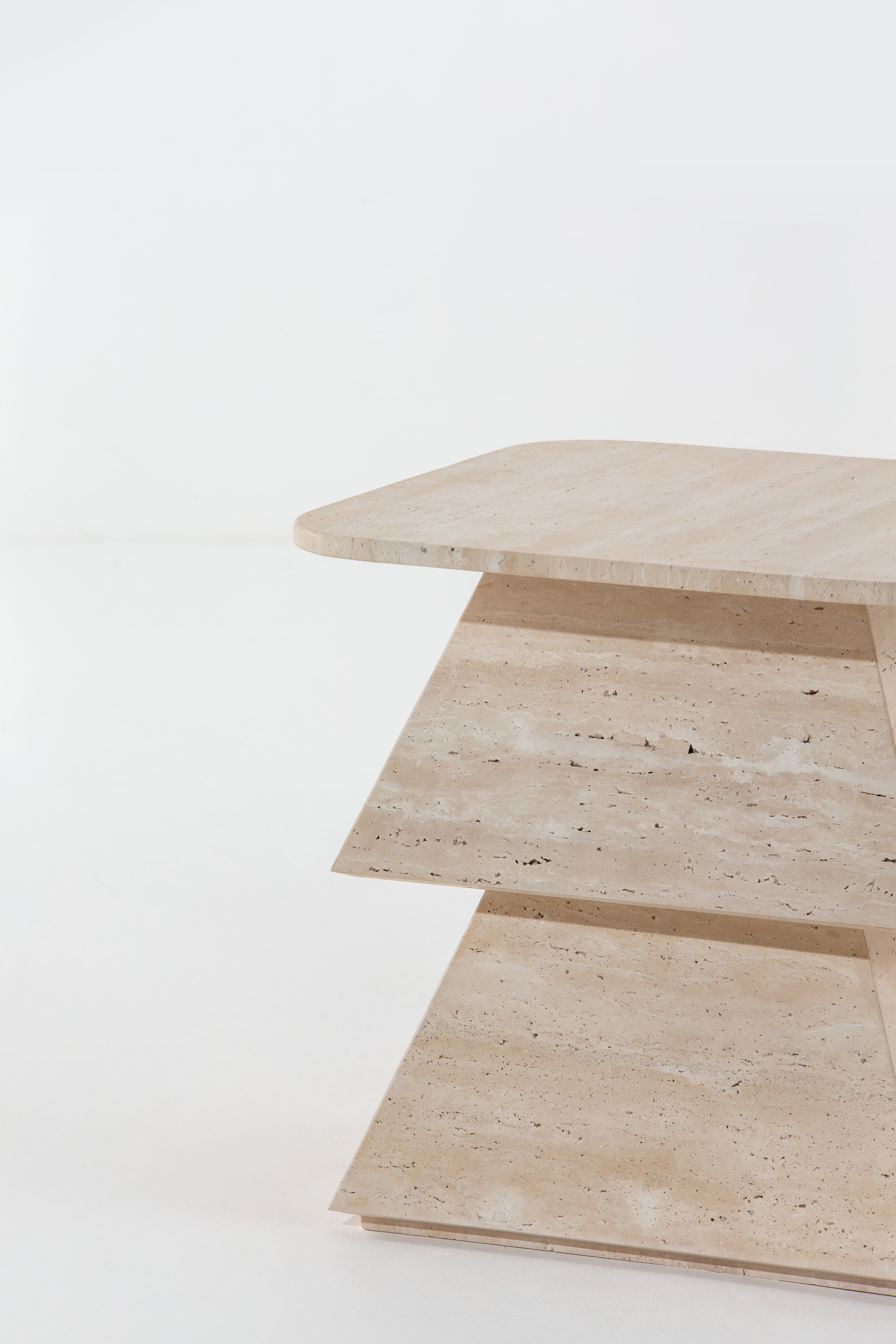 Alaaya Beige Travertine Side Table