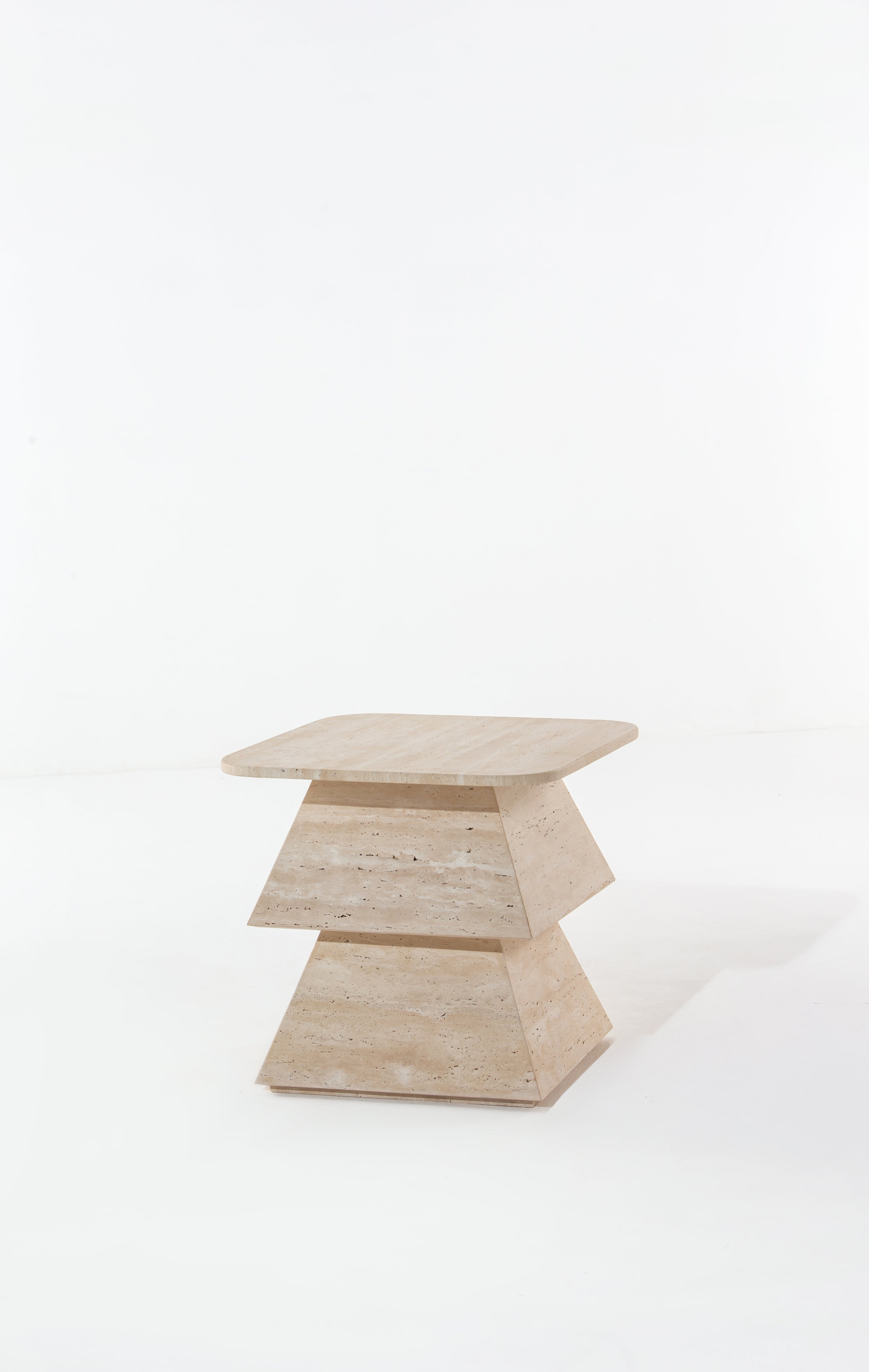 Alaaya Beige Travertine Side Table