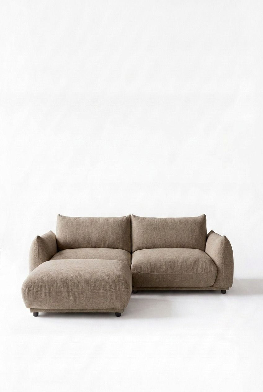 Alannah Taupe Modular 2 Seater Sofa with Ottoman