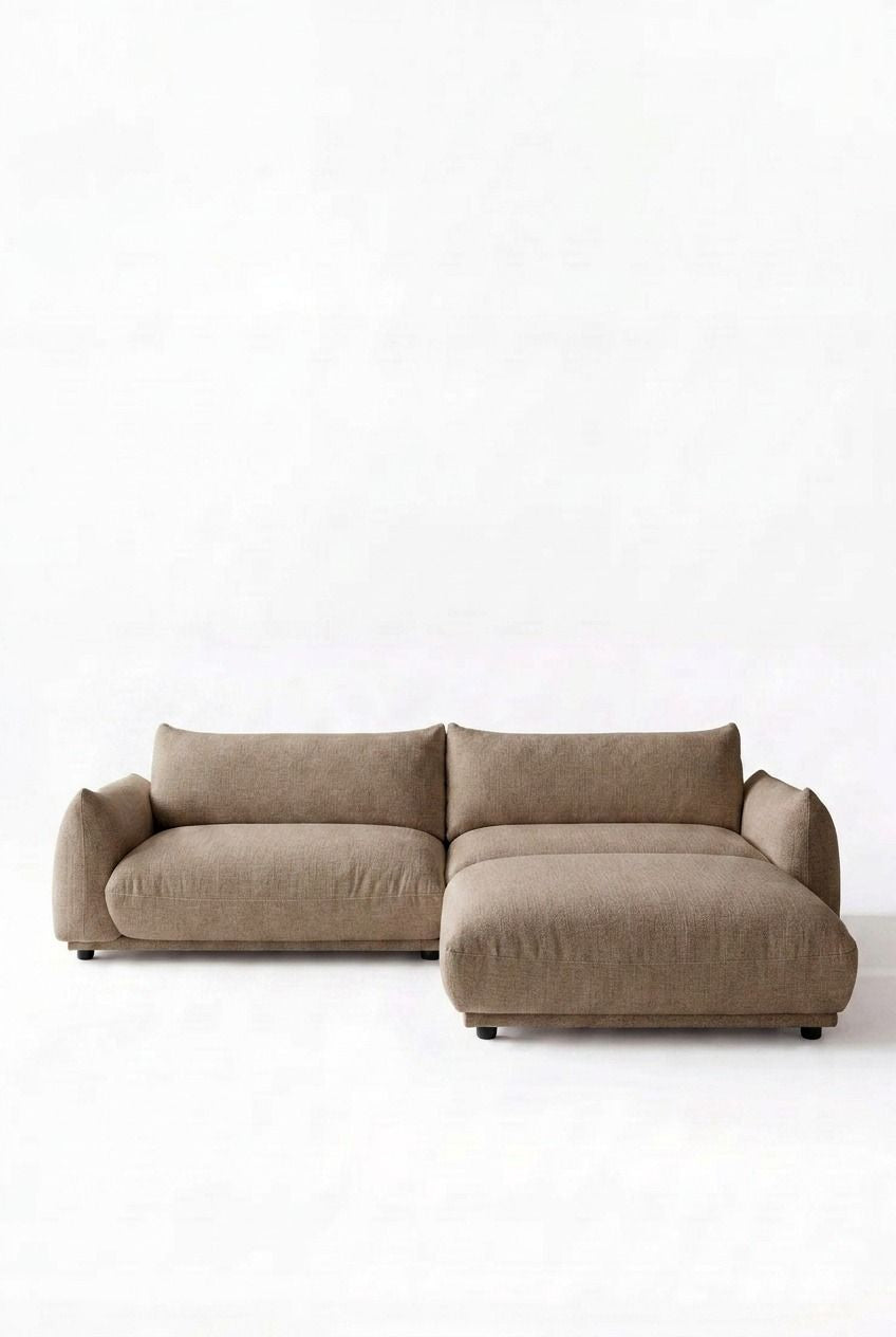 Alannah Taupe Modular 3 Seater Sofa with Ottoman
