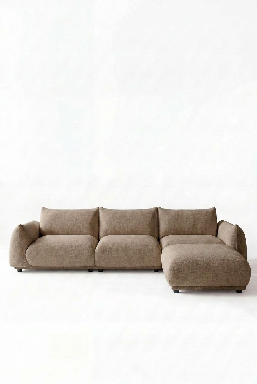 Alannah Taupe Modular 4 Seater Sofa with Ottoman