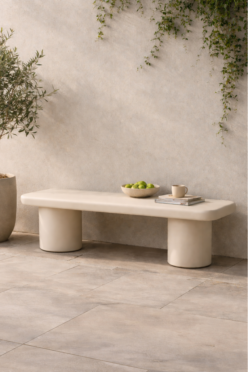 Alara Outdoor Micro Concrete Bench Ivory Cream | Modern Minimalist ...