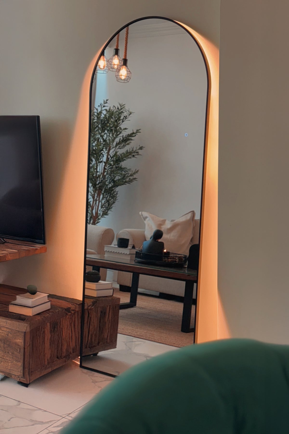 Alev Arched LED Wall Mirror — Soft Backlighting, Touch Control – Homekode