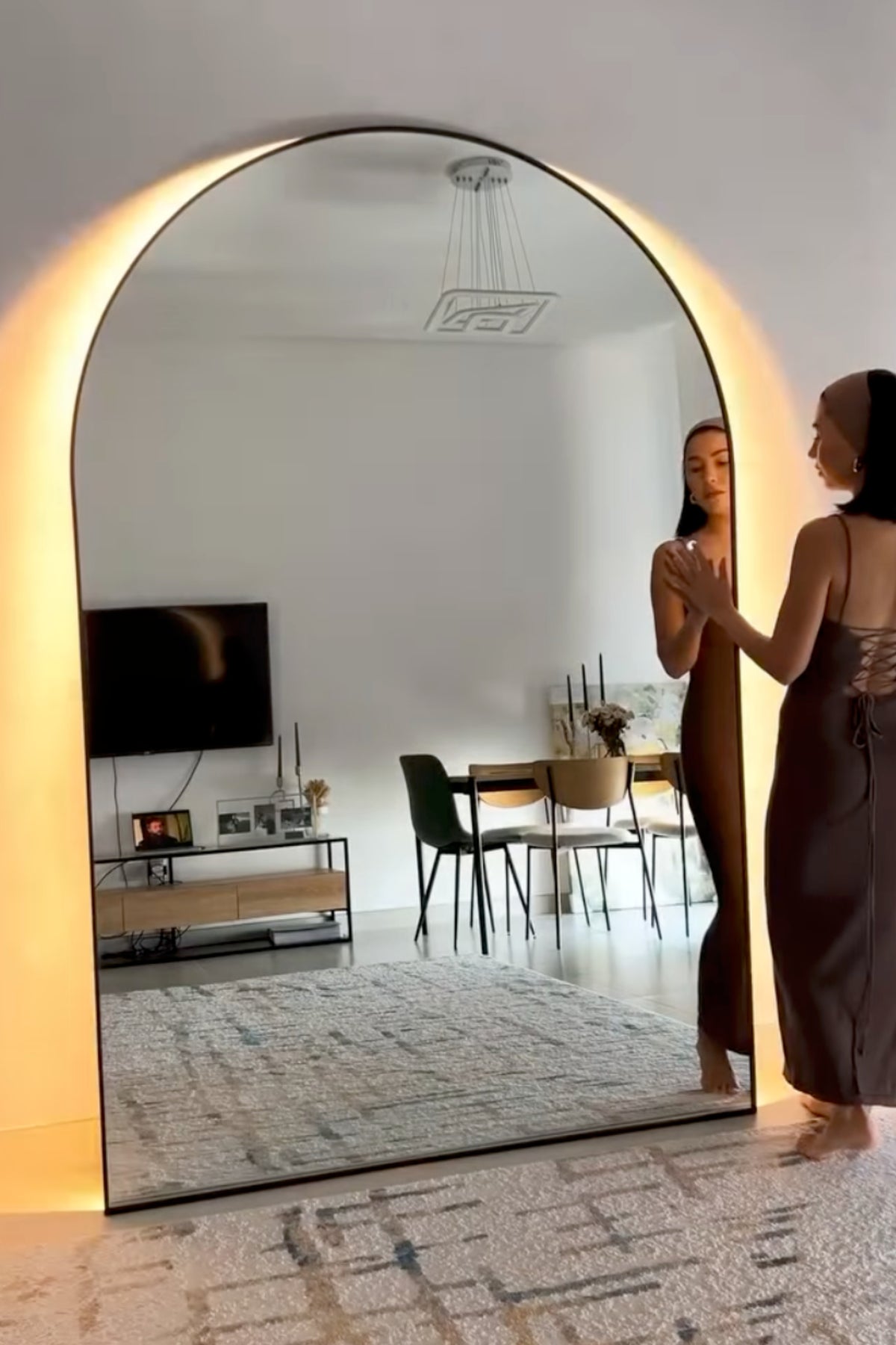 Alev Arched LED Wall Mirror — Soft Backlighting, Touch Control – Homekode