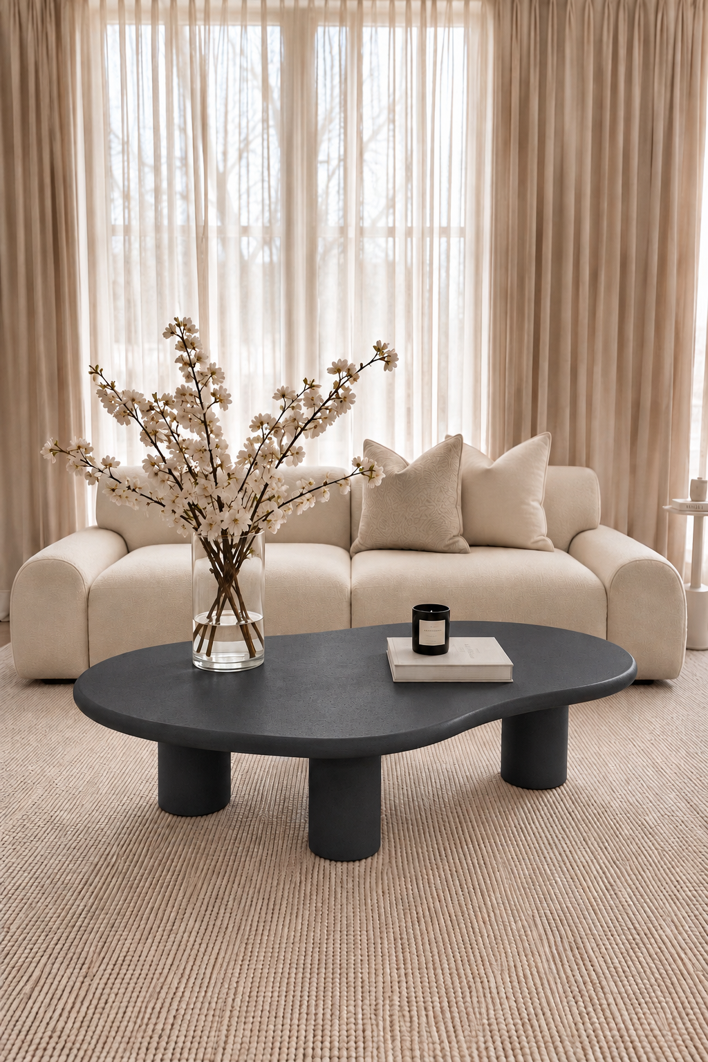 Alvin ⁠Black Microconcrete Coffee Table