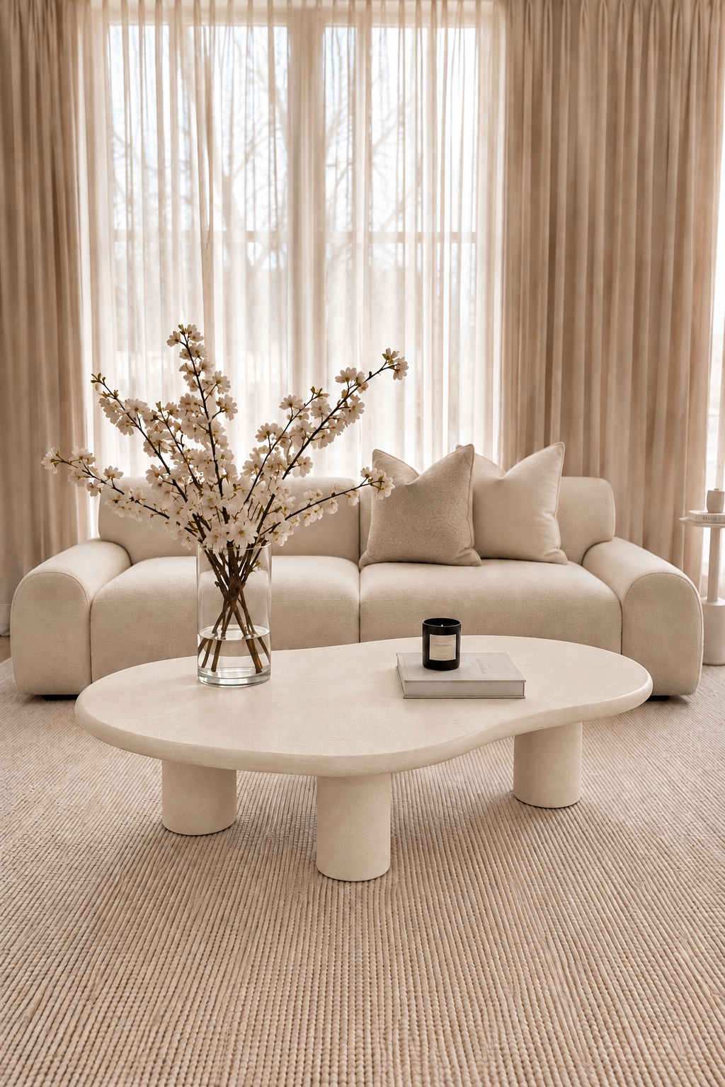 Alvin ⁠Light Beige Microconcrete Coffee Table
