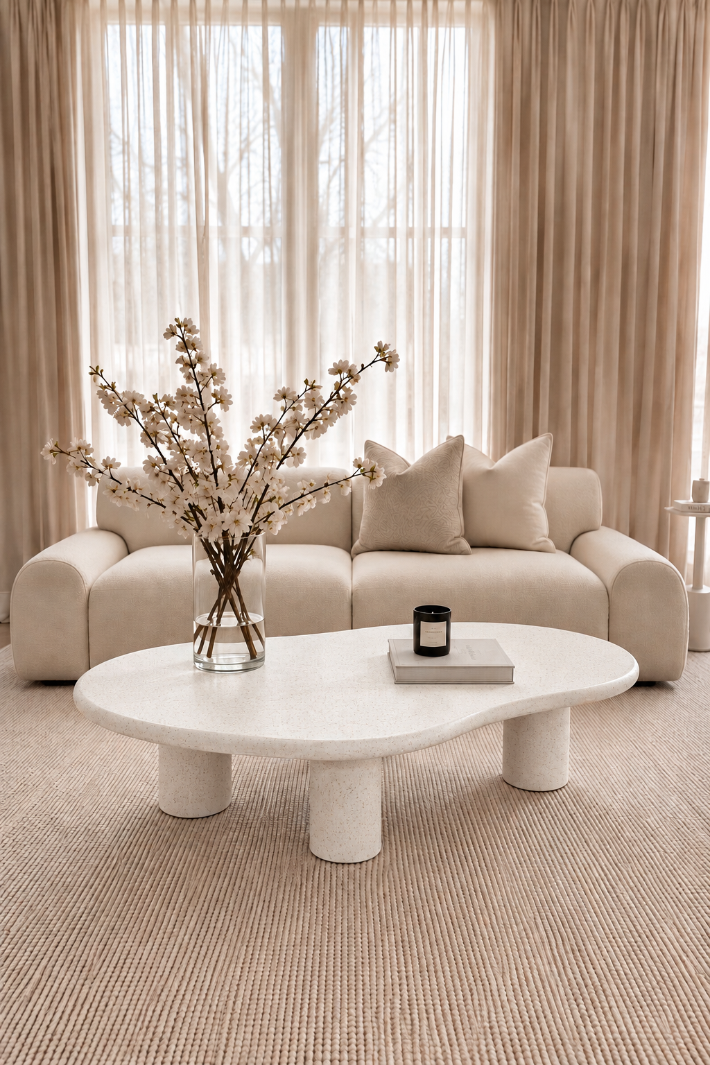 Alvin Off White Speckled Microconcrete Coffee Table