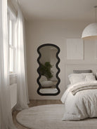 Helena Wavy Black Flannelette Fr Wall Mirror Homekode 