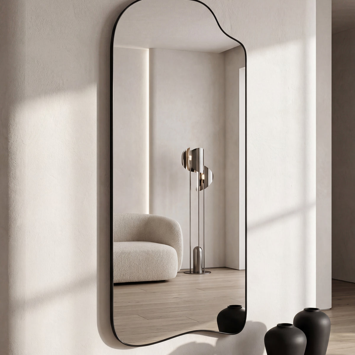 Arcadia Black Irregular Frame Mirror — Wooden Frame 200×100, 180×90 cm ...
