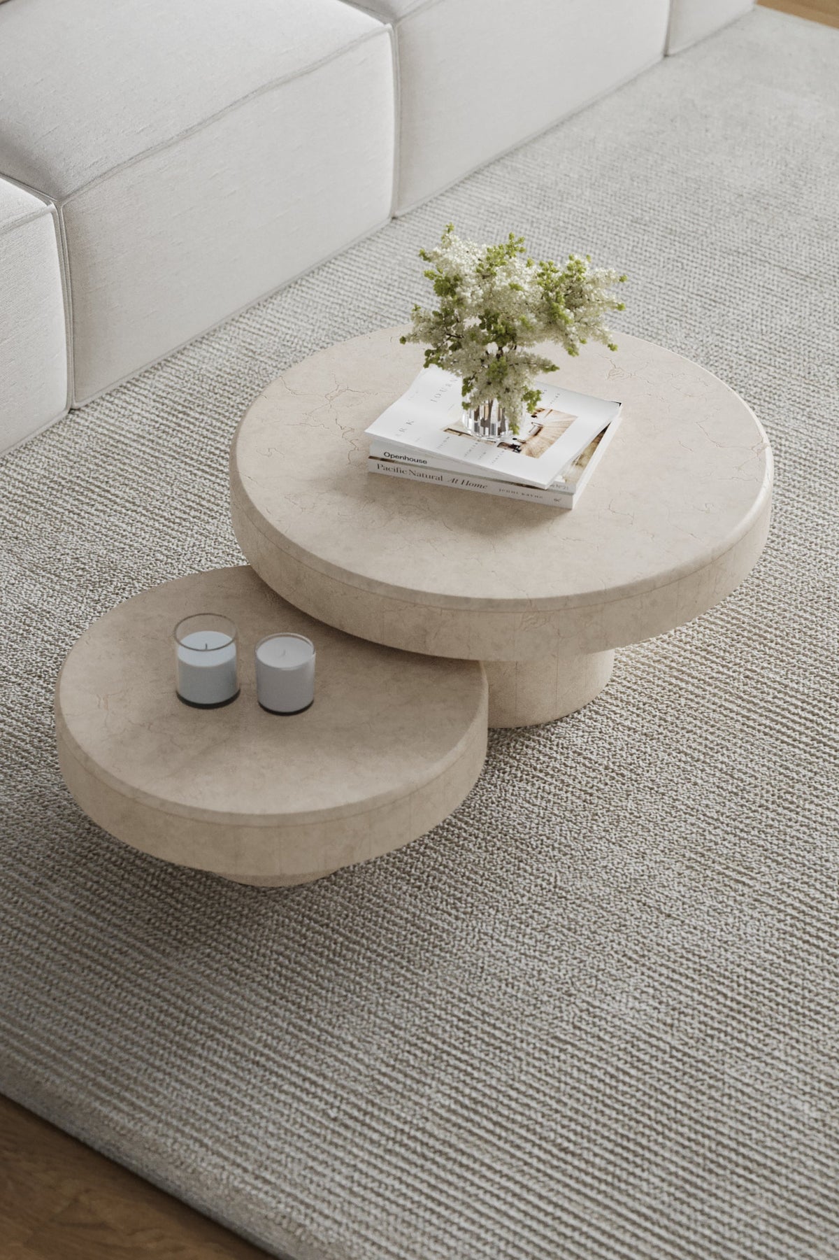 Arezzo Crema Marfil Marble Nesting Coffee Table | Homekode