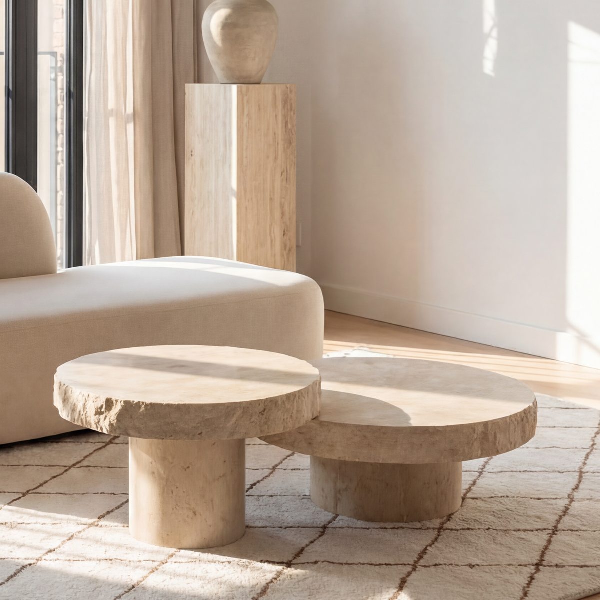 Elevate Your Living Room with a Round Travertine Coffee Table – Homekode