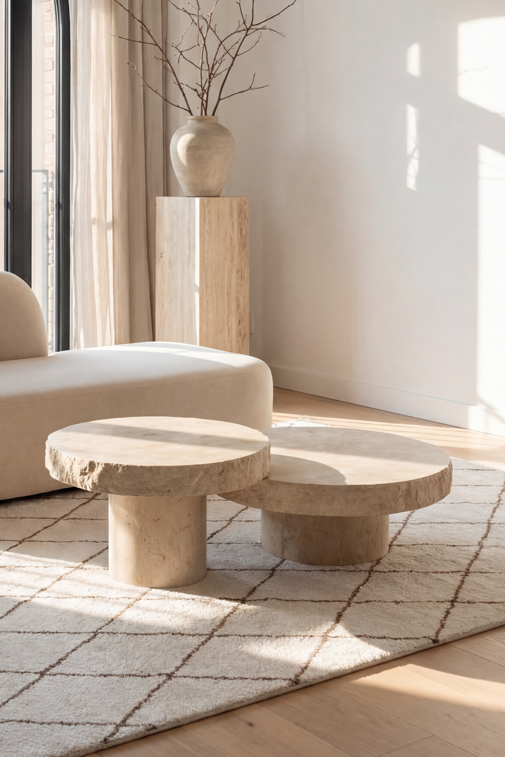 Elevate Your Living Room with a Round Travertine Coffee Table – Homekode
