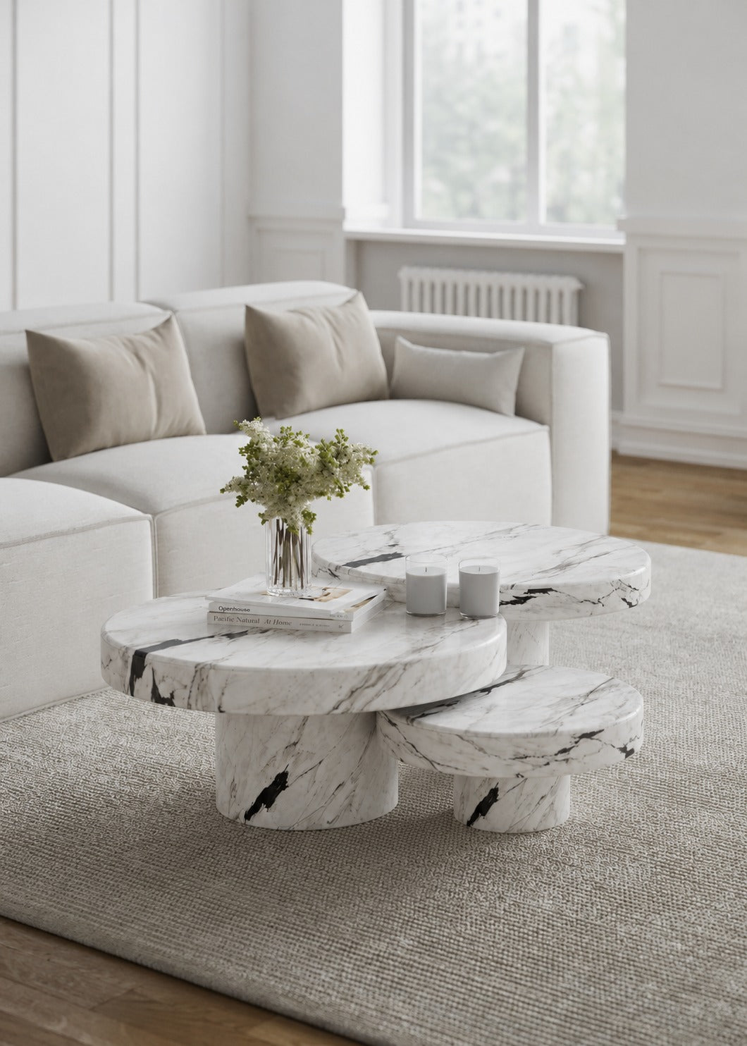 Arezzo Viola White Marble Nesting Coffee Table