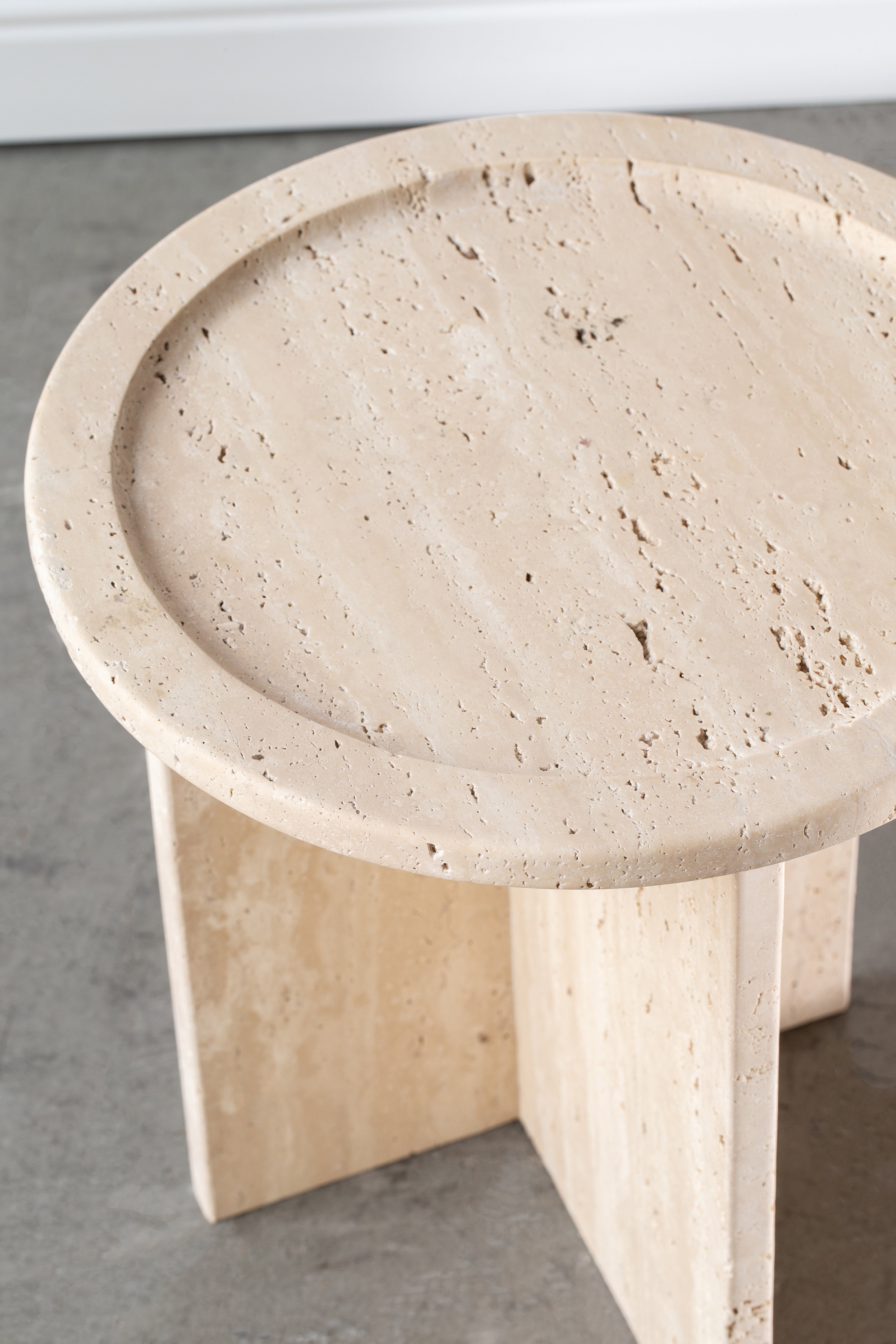Aria Round Top Travertine Side Table