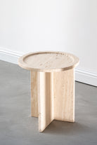 Aria Round Top Travertine Side Table
