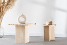 Aria Round Top Travertine Side Table