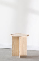 Aria Round Top Travertine Side Table