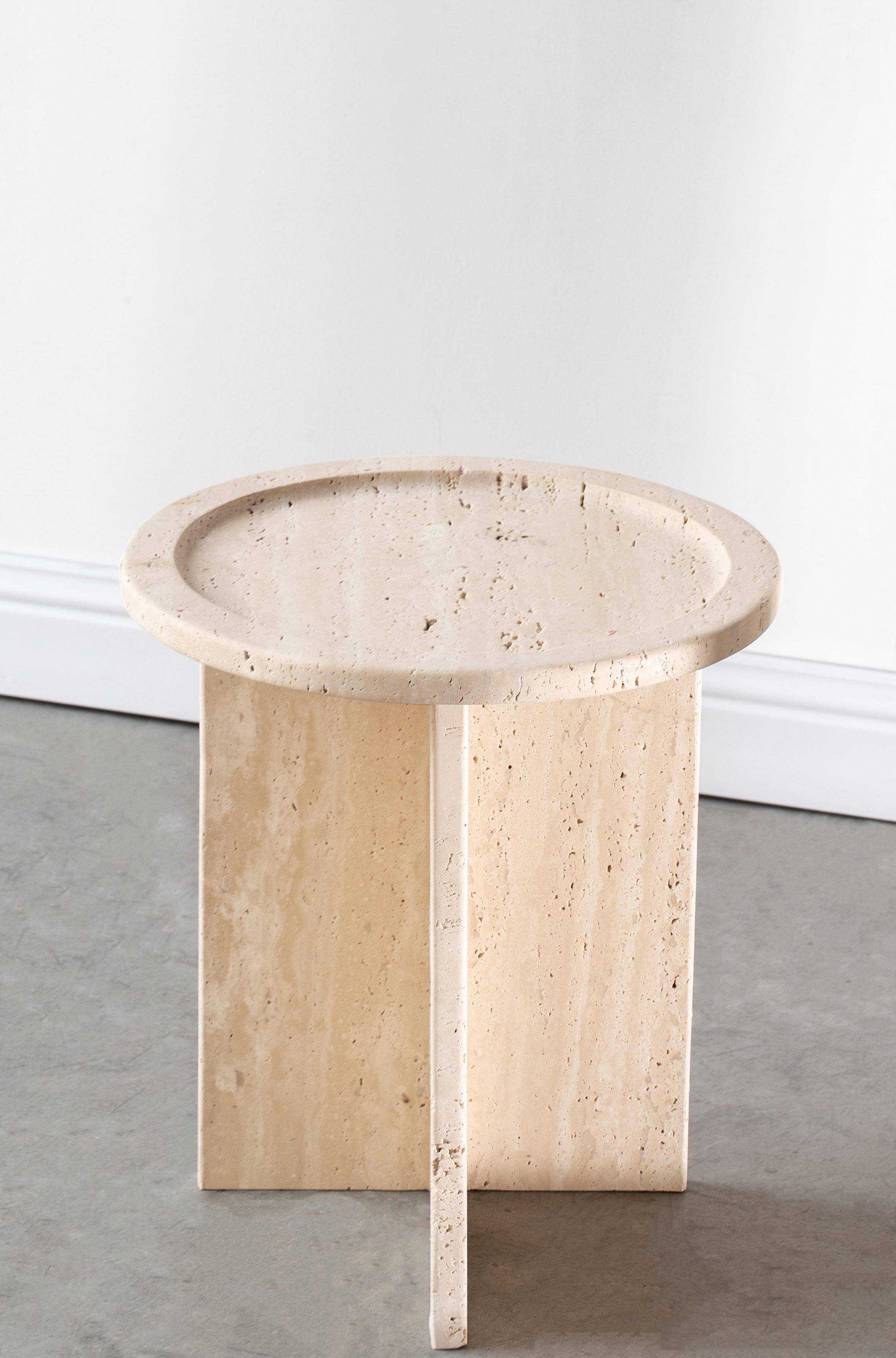 Aria Round Top Travertine Side Table