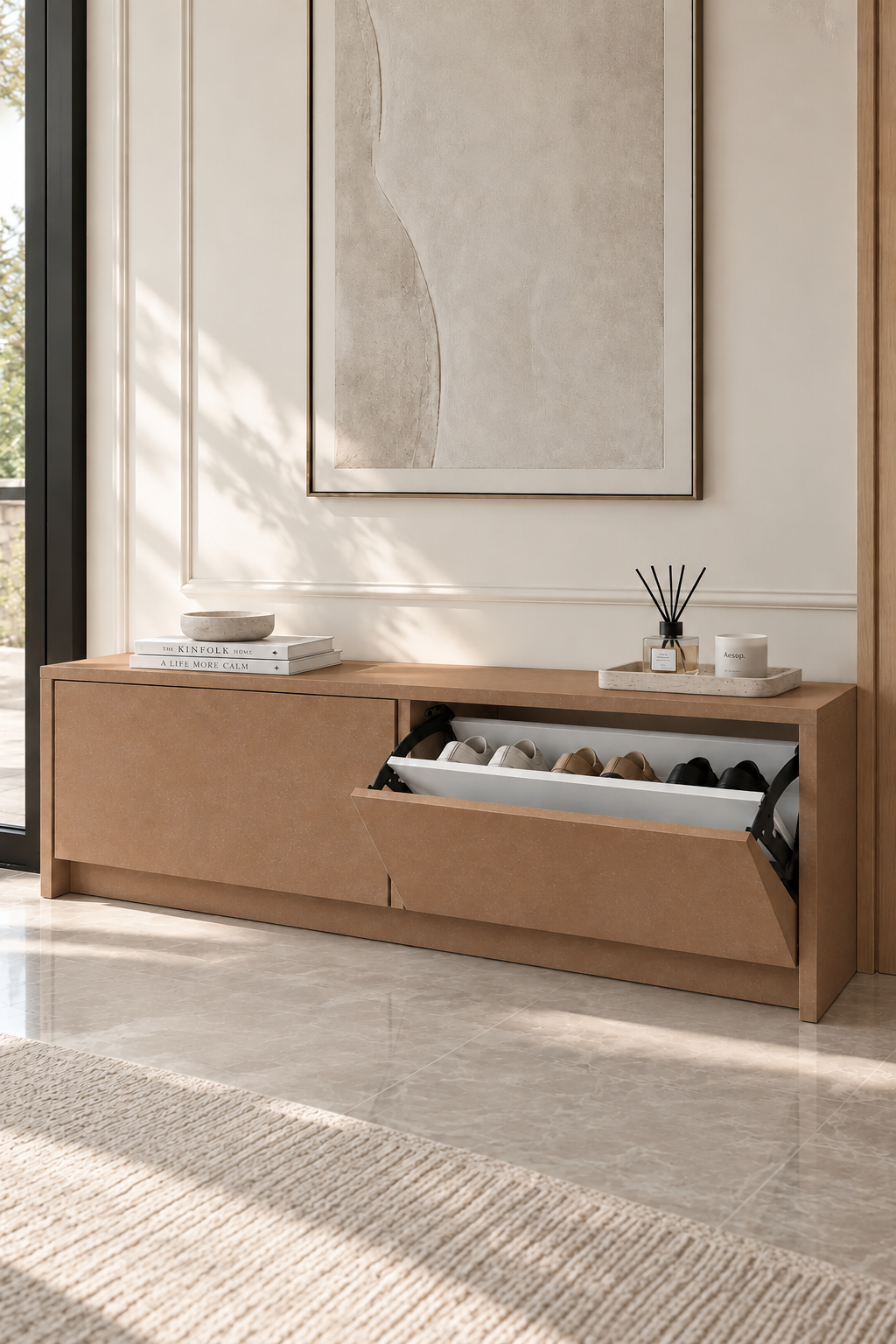 Arqen Brown Microconcrete Shoe Cabinet