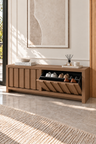 Arqen Brown Microconcrete Wide Fluted Shoe Cabinet