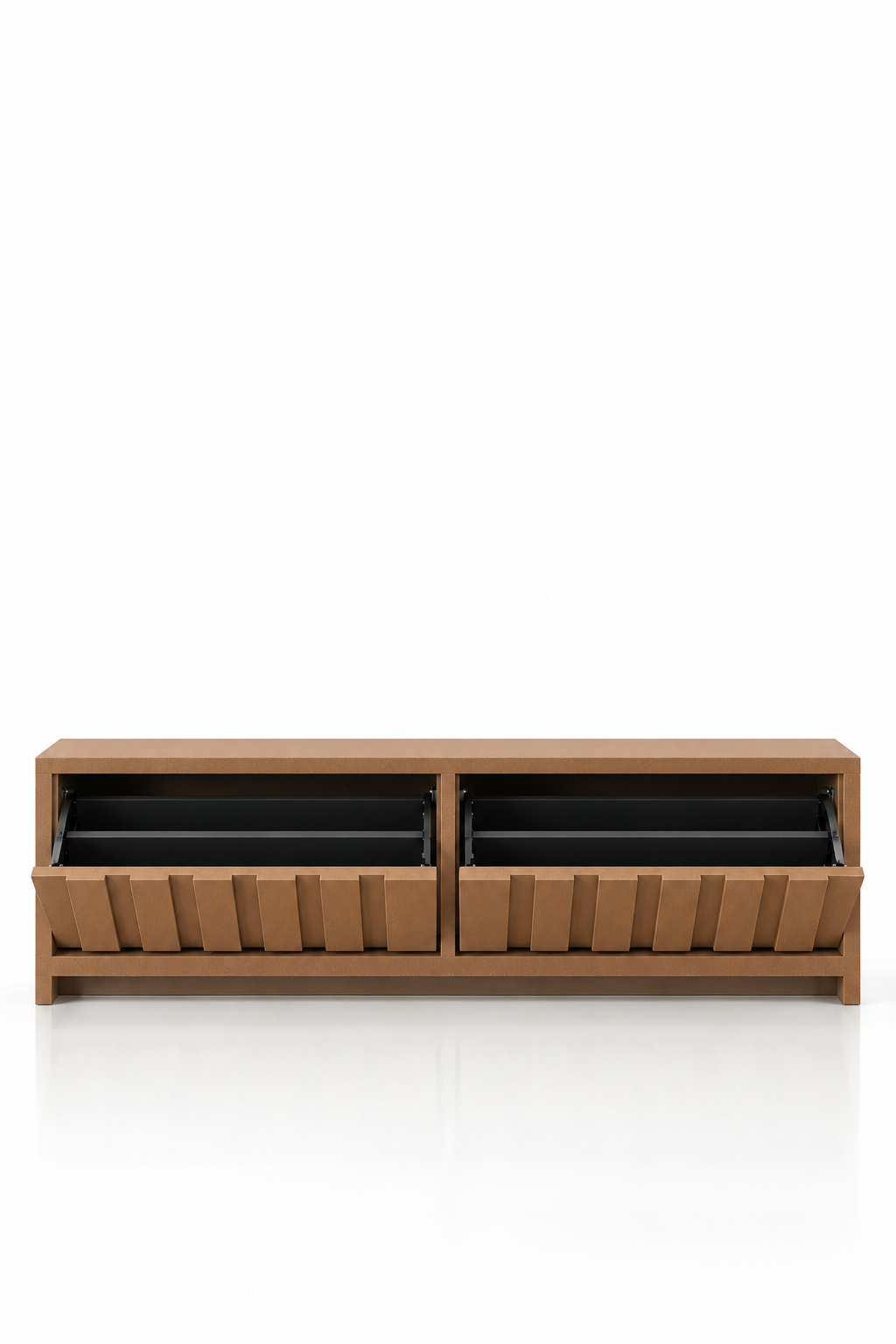 Arqen Brown Microconcrete Wide Fluted Shoe Cabinet