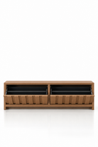 Arqen Brown Microconcrete Wide Fluted Shoe Cabinet