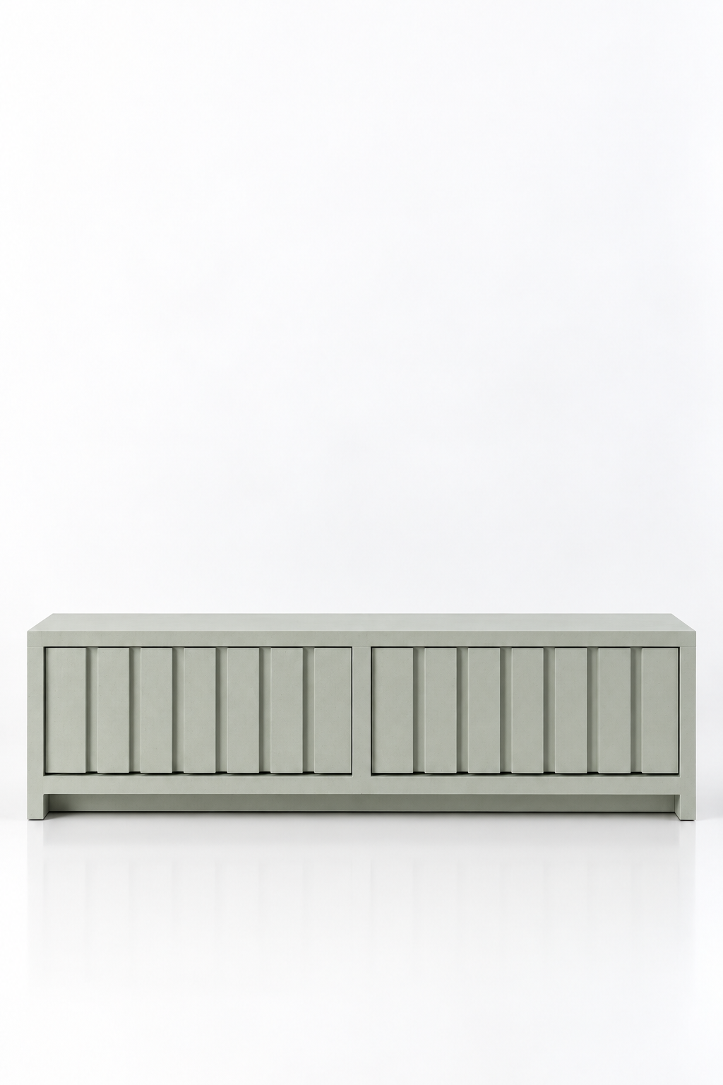 Arqen Pistachio Green Microconcrete Wide Fluted Shoe Cabinet