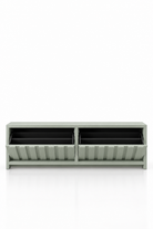 Arqen Pistachio Green Microconcrete Wide Fluted Shoe Cabinet